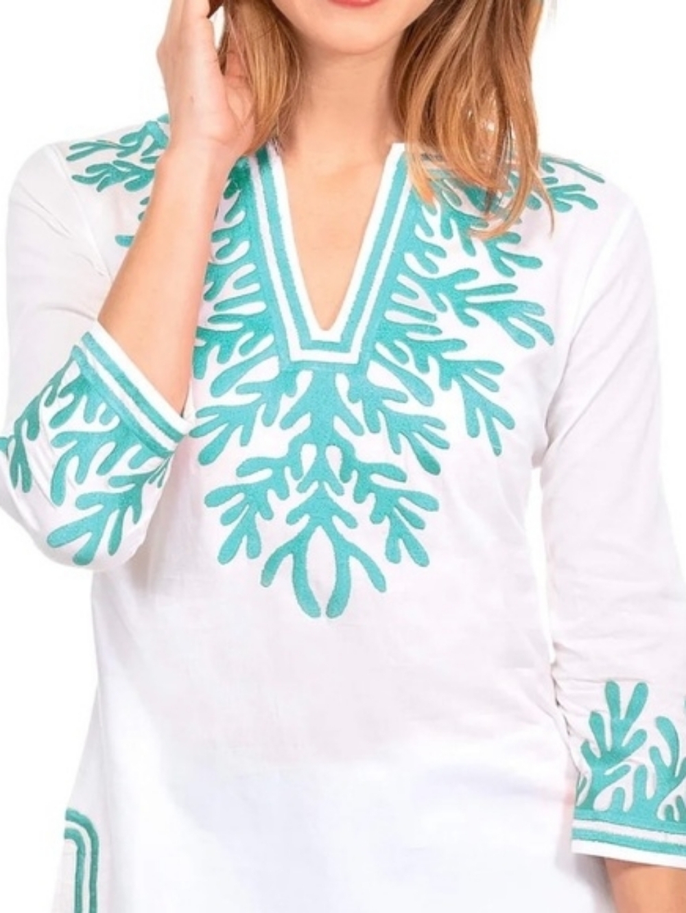 Gretchen Scott Designs Cotton Embroidered Tunic - The Reef Size 16 Goddes